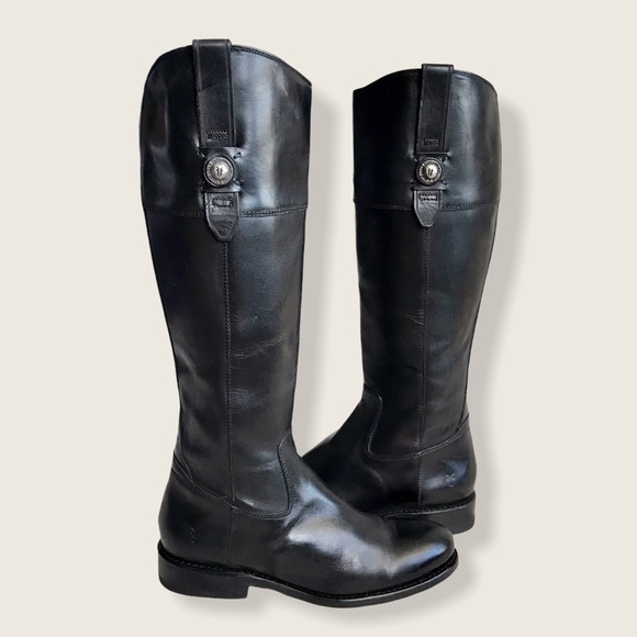 $438 Frye Jayden Button Black Tall Knee High Real Leather Vintage Riding Boot - Picture 7 of 16